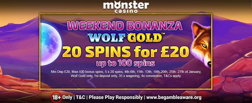 Enjoy up to 100 Free Spins on Wolf Gold Slots Every Weekend